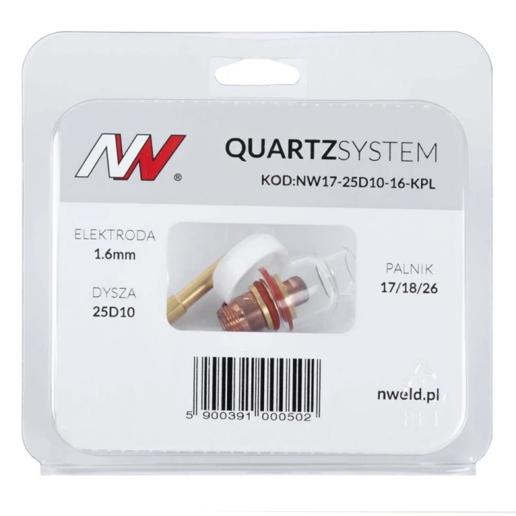 Soczewka wersja krótka na palnik 17/18/26 na elektrodę 1,6 mm Quartzsystem