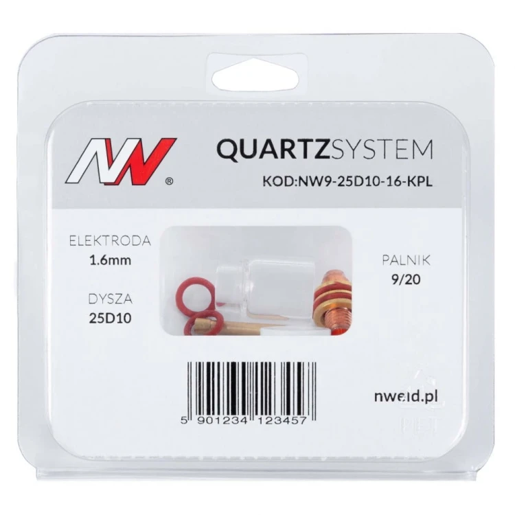 Soczewka do palnika standard 9/20 zestaw TIG 1,6 mm Quartz - opakowanie
