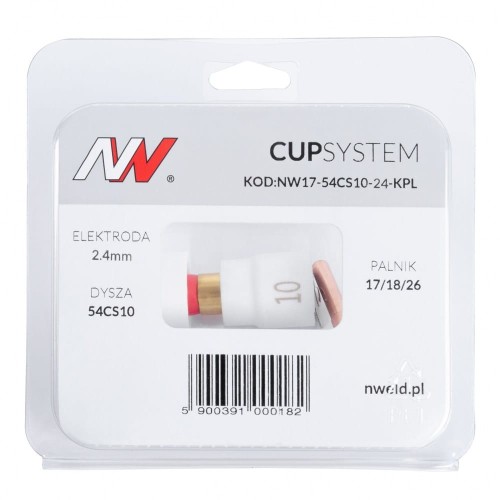 Dysza kielichowa #10 na palnik 17/18/26 Cup System na elektrodę 2,4 NW17-54CS10-24-KPL 4