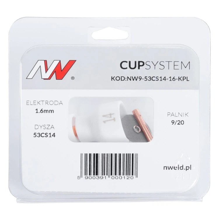Dysza kielichowa #14 na palnik 9/20 Cup System na elektrodę 1,6 NW9-53CS14-16-KPL 4