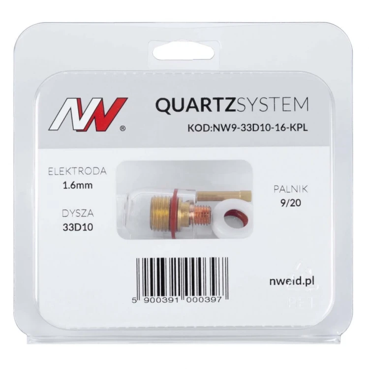 Soczewka na palnik 9/20 TIG na elektrodę 1,6mm Quartz - opakowanie