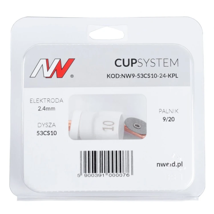 Dysza kielichowa #10 na palnik 9/20 Cup System na elektrodę 2,4 NW9-53CS10-24-KPL 4