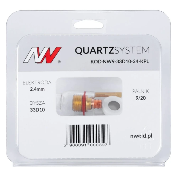 Soczewka na palnik 9/20 TIG na elektrodę 2,4mm Quartz - opakowanie