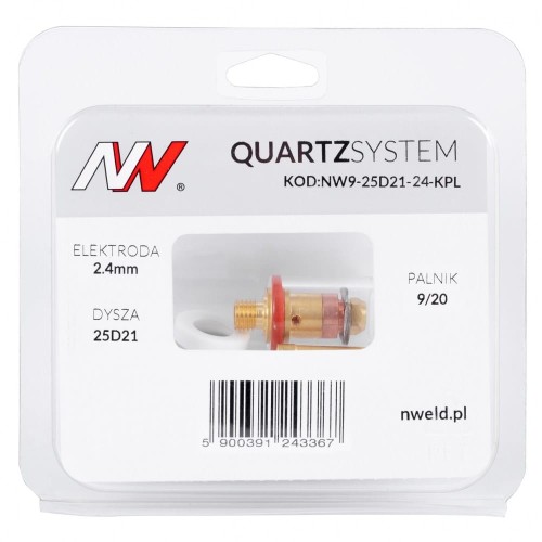Mała soczewka dysza S, wymienne sitko 9/20 na elektrodę 2,4 mm QUARTZSYSTEM TIG