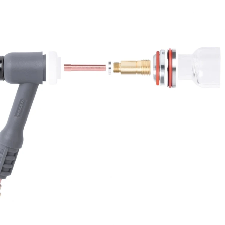 Soczewka krótka na palnik 17/18/26 elektroda 2,4 mm QUARTZSYSTEM - schemat