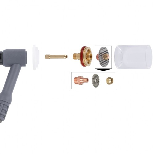 Duża soczewka dysza L na palnik 17/18/26 TIG Quartzsystem [2,4 mm] - schemat