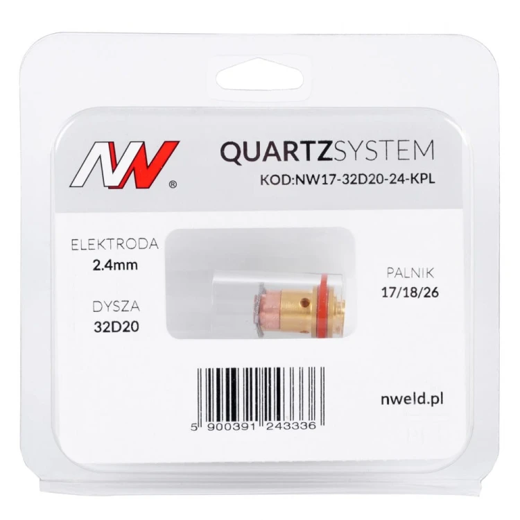 Mała soczewka S na palnik 17/18/26 TIG Quartzsystem na elektrodę 2,4 mm
