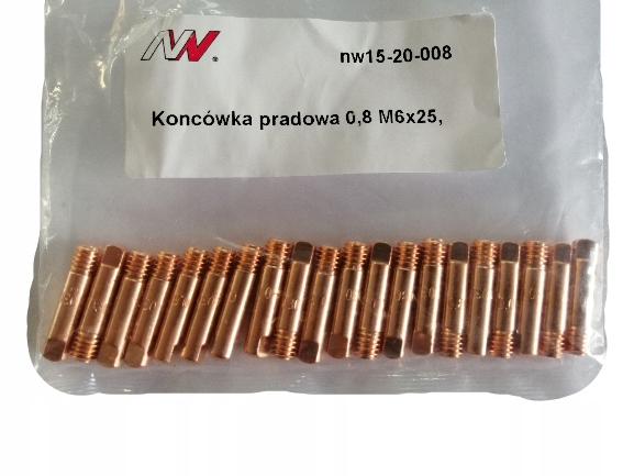 Końcówki prądowe 0,8 M6x25 do uchwytu MB15 20 szt.