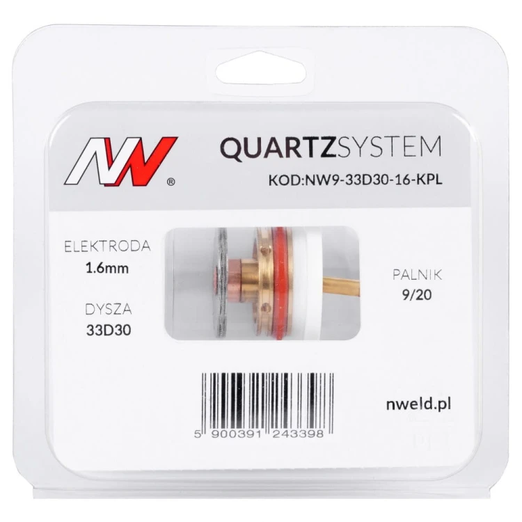 Soczewka wersja krótka dysza L na palnik 17/18/26 TIG [elektroda 1,6] Quartzsystem NW9-33D30-16-KPL 3