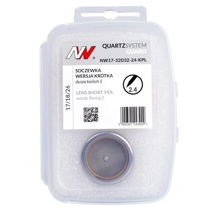 Soczewka wersja krótka dysza kielich GUARD S do TIG - a na elektrodę 2,4 mm Quartzsystem NW17-32D32-24-KPL 4