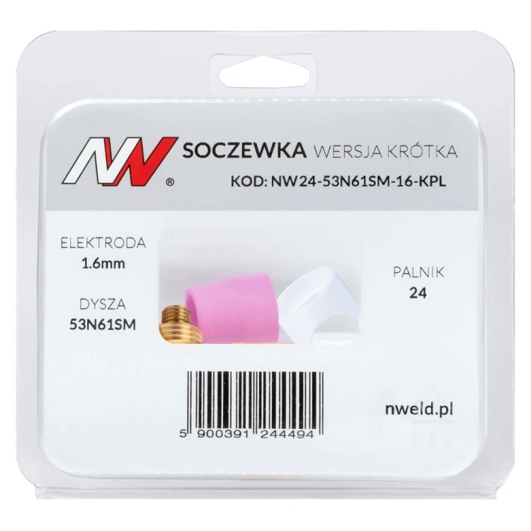 Soczewka wersja krótka 24/24W na elektrodę 1,6mm - opakowanie