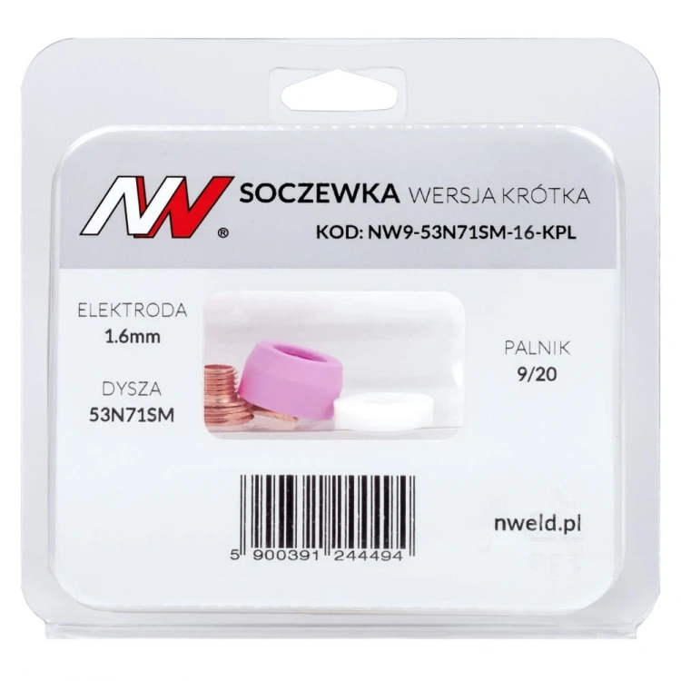 Soczewka wersja krótka TIG 9/20 na elektrodę 1,6mm - opakowanie