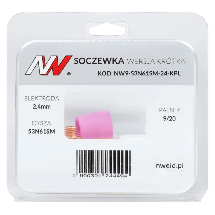 Soczewka wersja krótka 9/20 #7 Cup system na elektrodę 2,4 mm - opakowanie