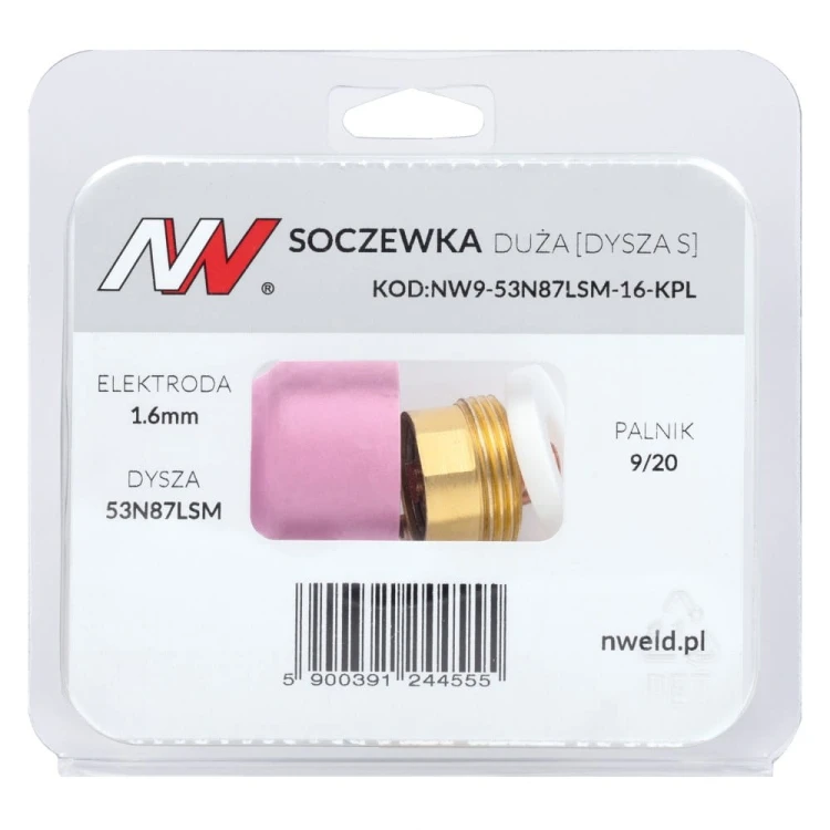 Duża soczewka dysza S 9/20 Cup system na elektrodę 1,6 mm - opakowanie