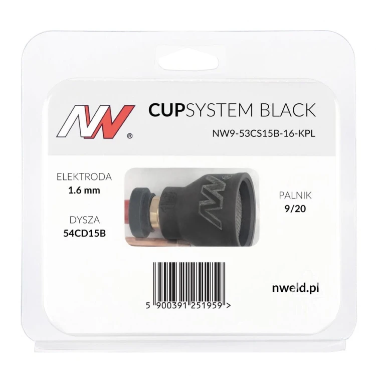 CUPSYSTEM Black zestaw 9/20 dysza kielich #15 na elektrodę 1,6 opakowanie
