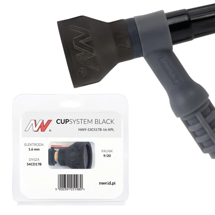 CUPSYSTEM Black zestaw 9/20 dysza kielich #17 na elektrodę 1,6