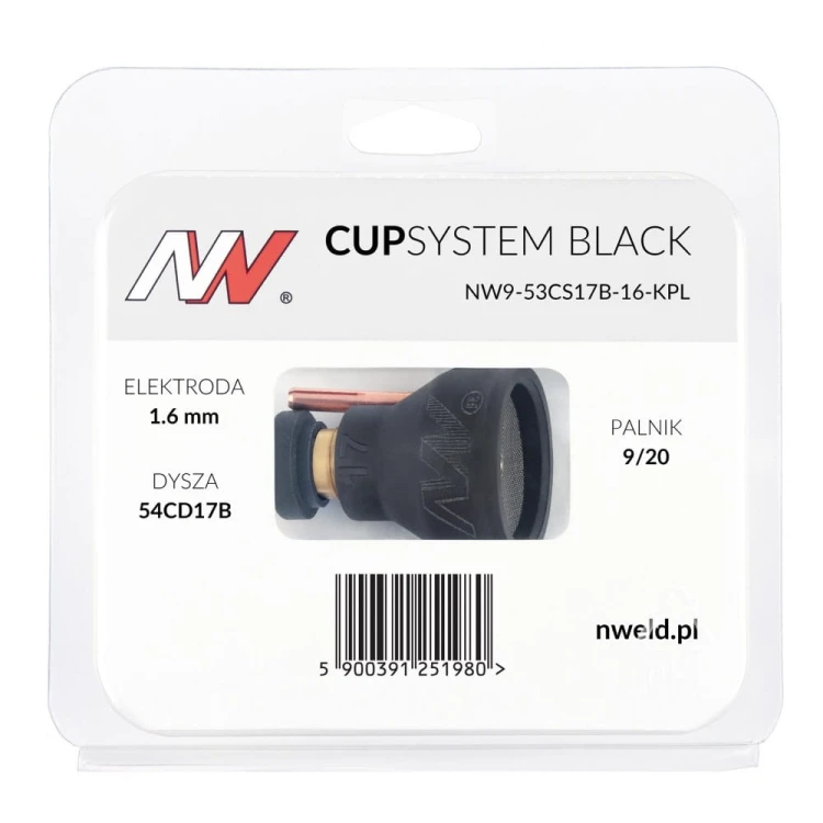 CUPSYSTEM Black zestaw 9/20 dysza kielich #17 na elektrodę 1,6 opakowanie