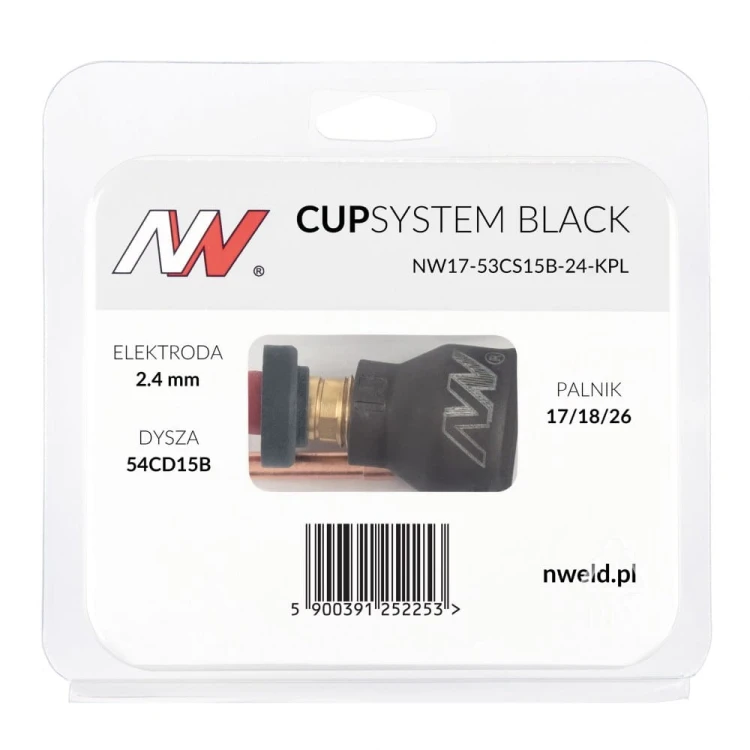 CUPSYSTEM Black zestaw 17/18/26 dysza kielich #15 na elektrodę 2,4 opakowanie