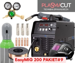 Zestaw spawalniczy #9 EasyMIG 200 z maską, reduktorem, drutem i butlą gazową