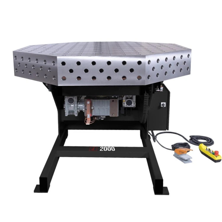 Stół spawalniczy obrotowy 3D ośmiokątny 1400x1400x200 żeliwo z pozycjonerem 2000 Spartus