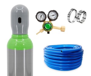 Butla gazowa MIX + reduktor + wąż gazowy + opaski zaciskowe 