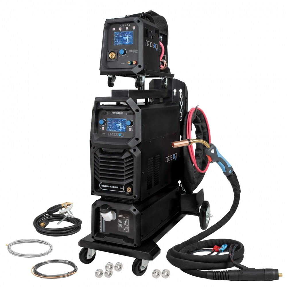 Spawarka Easy MIG 500 DUAL PULSE SPARTUS wózek chłodnica automatyczny podajnik drutu z przewodami.jpg